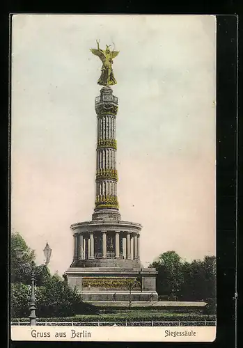 AK Berlin-Tiergarten, Abendstimmung an der Siegessäule