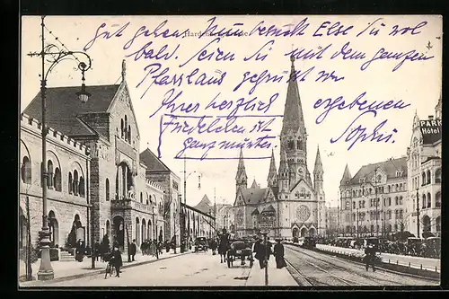 AK Berlin-Charlottenburg, Hardenbergstrasse mit Kaiser Wilhelm Gedächtniskirche