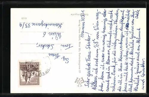 AK Messern, Ortsansicht aus der Vogelschau mit Waldblick