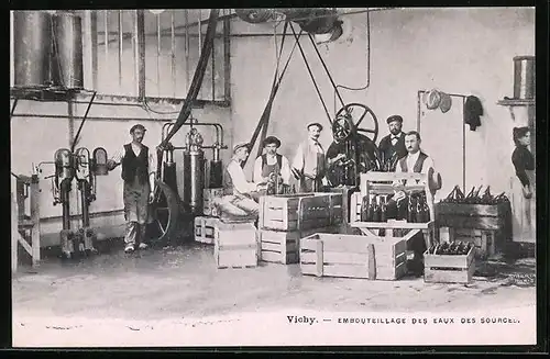 AK Vichy, Embouteillage des Eaux des Sources, Reklame für Wein