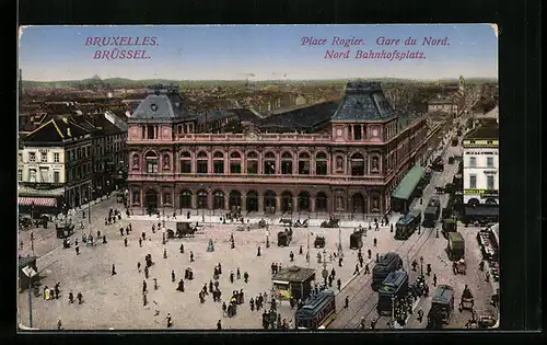 AK Brüssel, Strassenbahnen am Nord Bahnhofsplatz