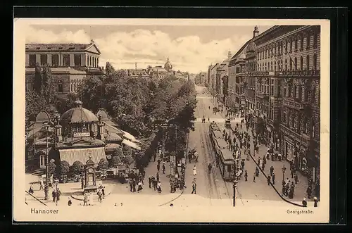 AK Hannover, Georgstrasse mit Strassenbahn