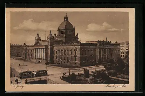 AK Leipzig, Strassenbahn am Reichsgericht