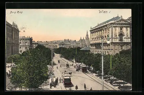 AK Wien, Burg-Ring mit Strassenbahn