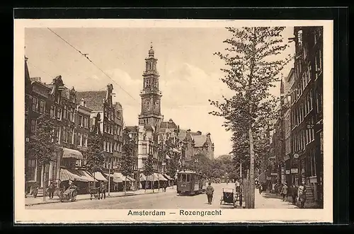AK Amsterdam, Rozengracht met Tram, Strassenbahn