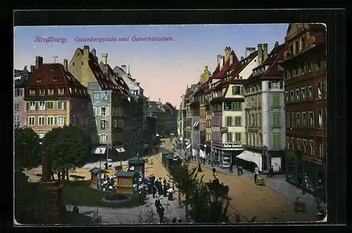 AK Strassburg i. E., Gutenbergplatz und Gewerbslauben