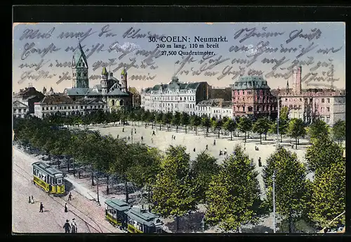 AK Köln, Neumarkt, Strassenbahn auf dem Platz