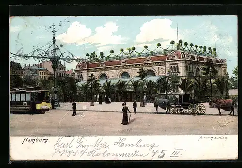 AK Hamburg-Neustadt, Strassenbahn am Alsterpavillon