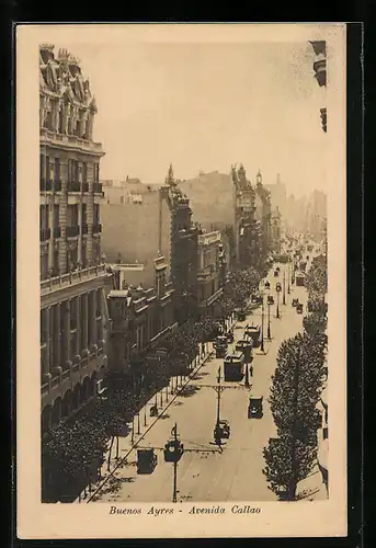 AK Buenos Ayres, Avenida Callao, Strassenbahn