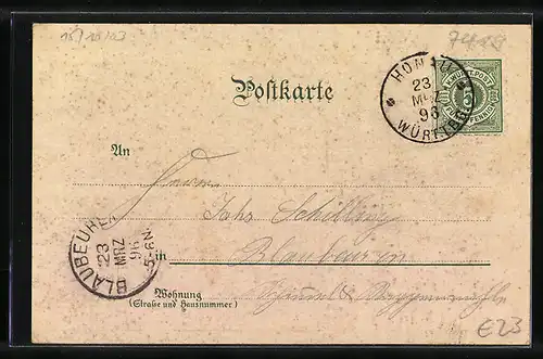 Lithographie Lichtenstein, Blick auf das Schloss