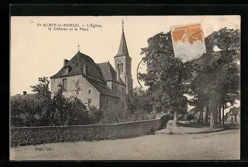 AK St-Aubin-le-Monial, L`Èglise, le Chateau et la Place