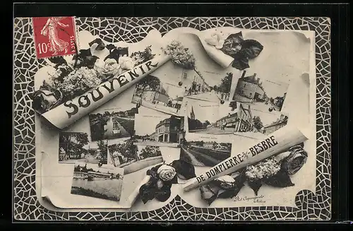 AK Dompierre sur Besbre, Souvenir de Dompierre, Le village, la rivière