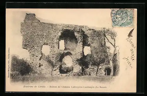 AK Cèrilly, Ruines du Chateau Labruyère-Laubespin