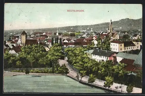 AK Reutlingen, Gesamtansicht aus der Vogelschau