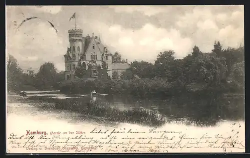 AK Hamburg-St.Georg, Partie an der Alster