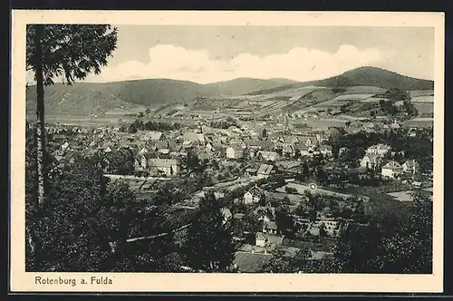 AK Rotenburg a. Fulda, Totalansicht von einem Berg aus
