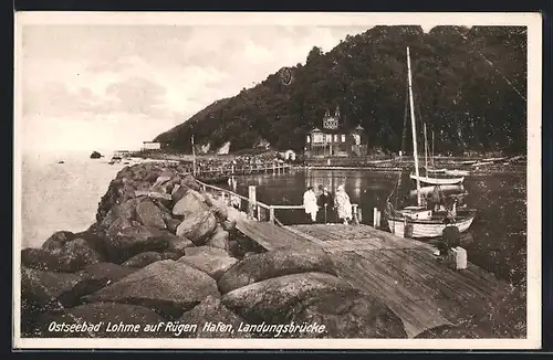 AK Lohme auf Rügen, Hafen und Landungsbrücke