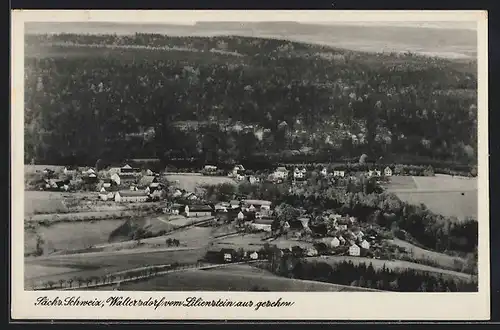 AK Waltersdorf /Sächs. Schweiz, Totalansicht vom Lilienstein aus gesehen