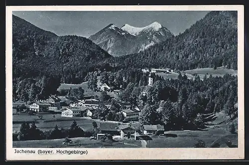 AK Jachenau (bayer. Hochgebirge), Totalansicht von einem Berg aus