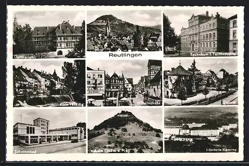 AK Reutlingen, Hindenburg-Kaserne, Gymnasium und Schwimmbad