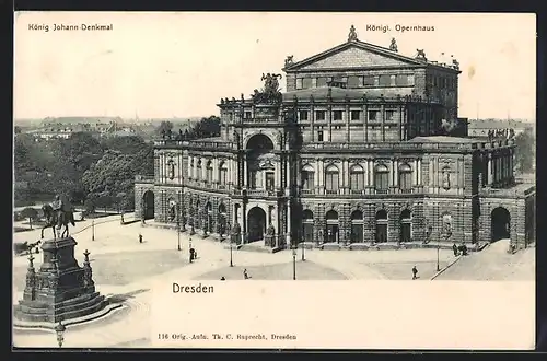 AK Dresden, Königl. Opernhaus, König Johann-Denkmal