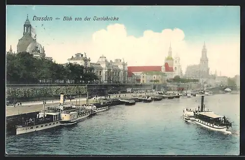 AK Dresden, Blick von der Carolabrücke