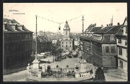 AK Gotha, Marktplatz aus der Vogelschau