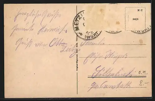 AK Münsingen, Totalansicht aus der Vogelschau