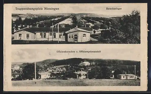 AK Münsingen, Truppenübungsplatz-Barackenlager, Offiziersbaracken und Offizierspeiseanstalt