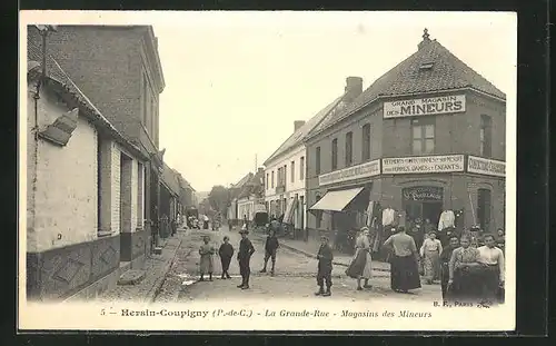 AK Hersin-Coupigny, La Grande Rue, Magasins des Mineurs
