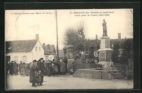 AK Saint-Josse-sur-Mer, Le Monument aux Enfants de Ville morts pour la France 1914-1918