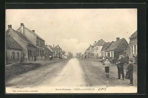 AK Sains-en-Gohelle, Vue en Route Nationale