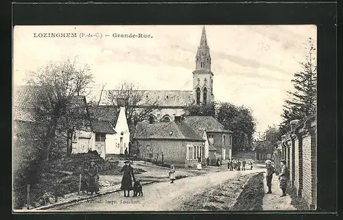 AK Lozinghem, Grande Rue avec Eglise