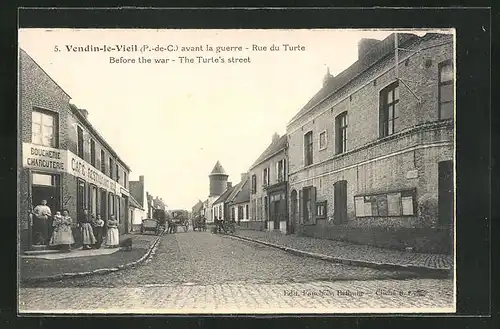 AK Vendin-le-Vieil, Rue Turte avant la Guerre