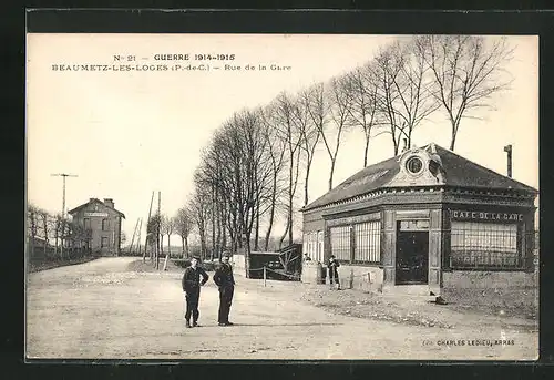 AK Beaumetz-les-Loges, Cafe de la Gare, Rue de la Gare