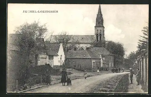 AK Auchel-Lozinghem, Ortspartie mit Kirche