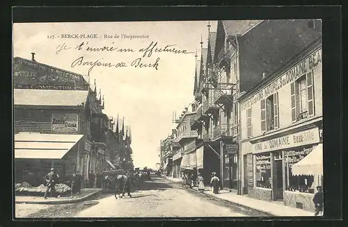 AK Berck-Plage, Rue de l`Impératrice, Strassenpartie