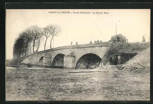 AK Pagny-sur-Meuse, Route Nationale, le Grand Pont