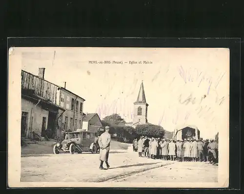 AK Menil-au-Bois, Eglise et Mairie