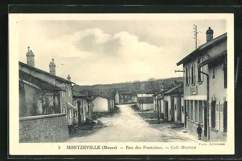 AK Montzeville, Rue des Fontaines, Café Masson
