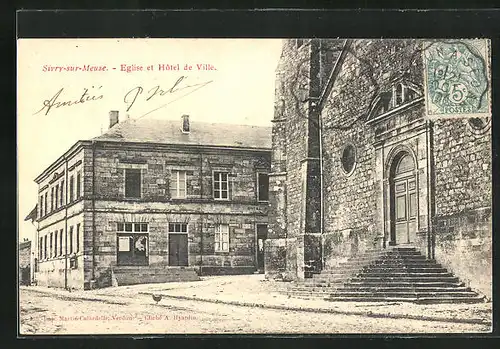 AK Sivry-sur-Meuse, Eglise et Hôtel de Ville