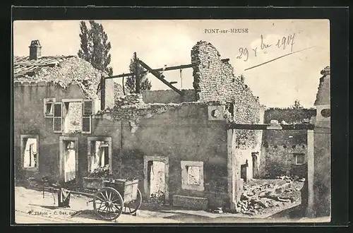 AK Pont-sur-Meuse, zerstörtes Haus