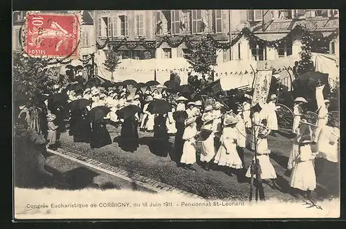 AK Corbigny, Congres Eucharistique 18.6.1911, Pensionnat St-Leonard
