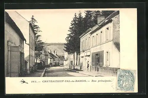 AK Chateauneuf-Val-de-Bargis, Rue Principale, Hauptstrasse im Sonnenschein