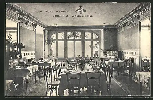 AK Pouilly-sur-Loire, l'Hotel Neuf, la Salle à Manger