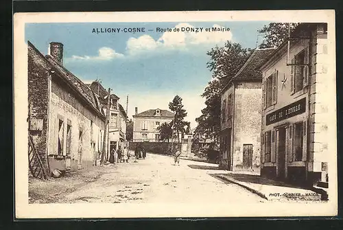 AK Alligny, Route de Donzy et Mairie