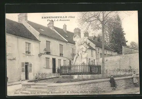 AK Ermenonville, Place J.-J.-Rousseau