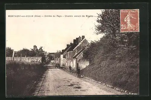 AK Montagny-en-Vexin, Entrée du Pays, Chemin venant de Magny