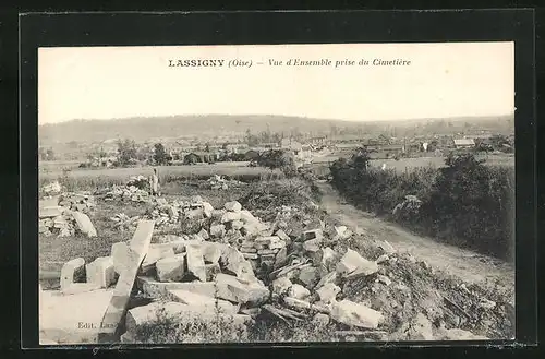 AK Lassigny, Vue d`ensemble prise du Cimetiere