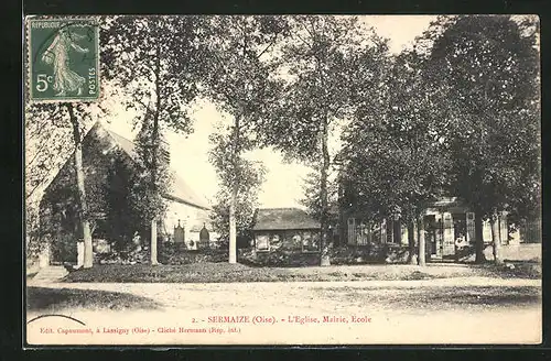 AK Sermaize, L`Eglise, Mairie, Ecole